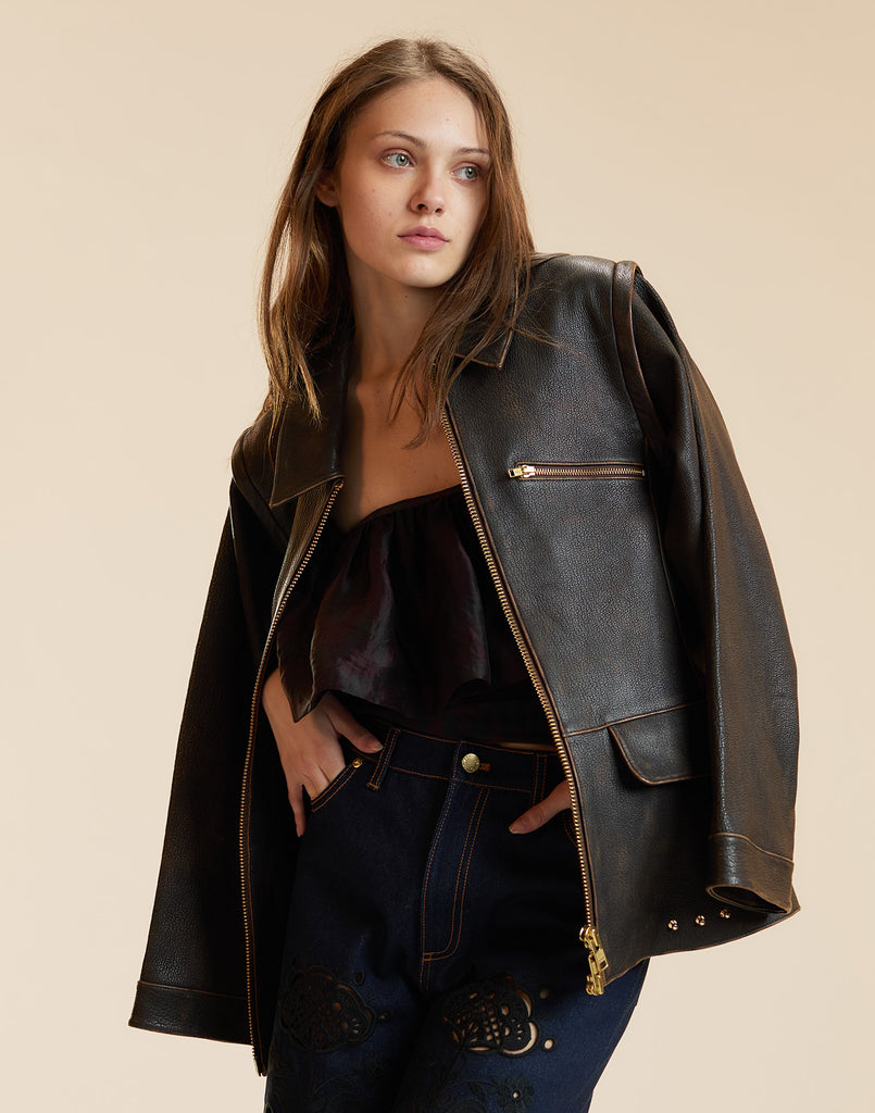Winona Leather Oversized Jacket