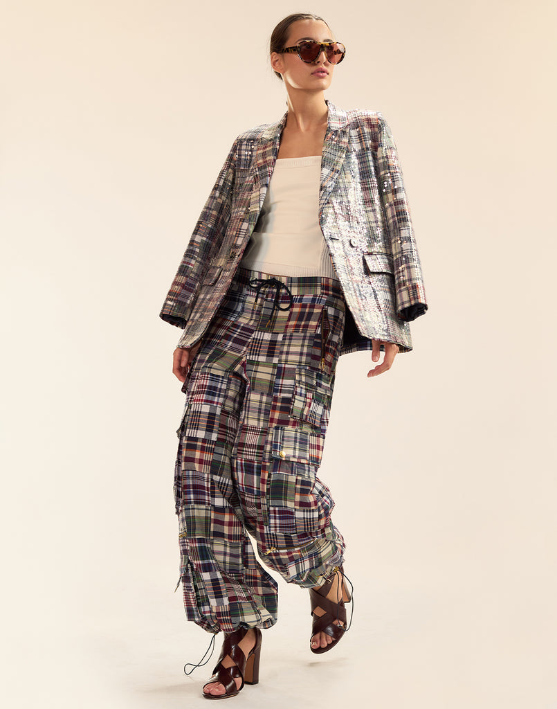 Marisol Madras Sequin Blazer
