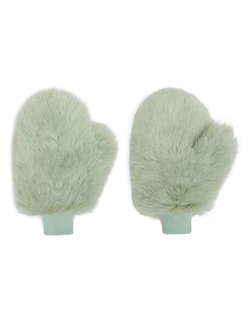 Faux Fur Oversized Mittens in matcha