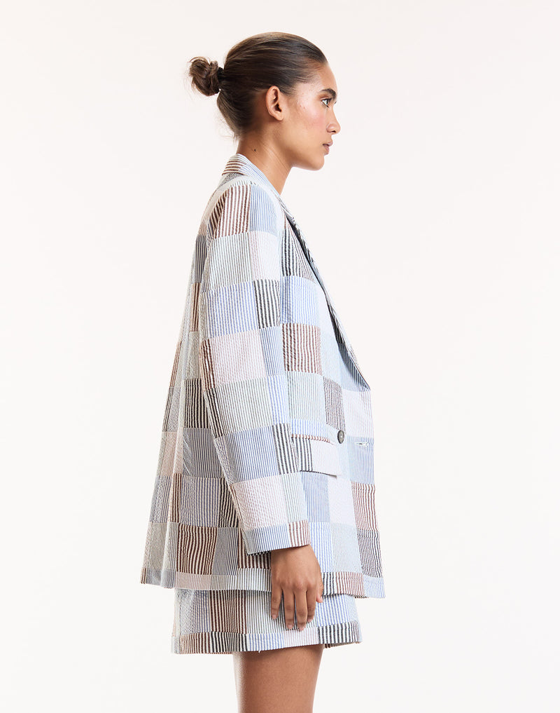 Multi Color Patchwork Blazer