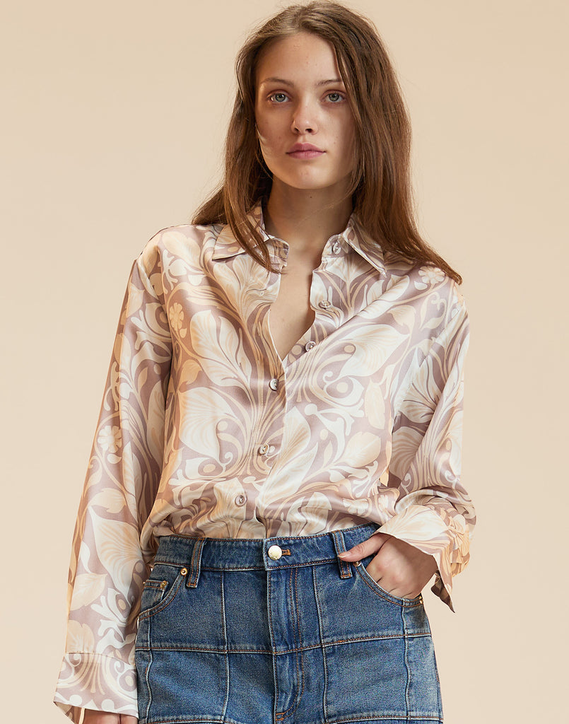 COLLECTIBLE SILK SHIRT- Taupe