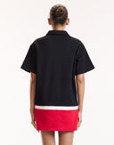 Black Colorblock Polo Mini Dress 