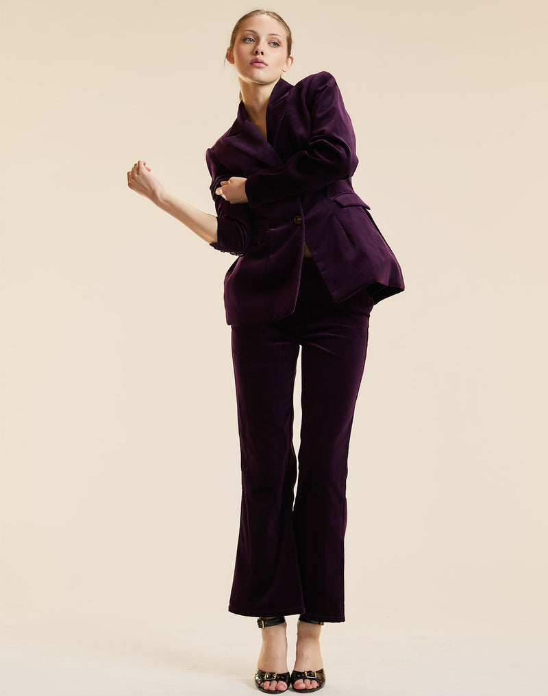 VELVETEEN MID RISE CROPPED FLARED PANTS