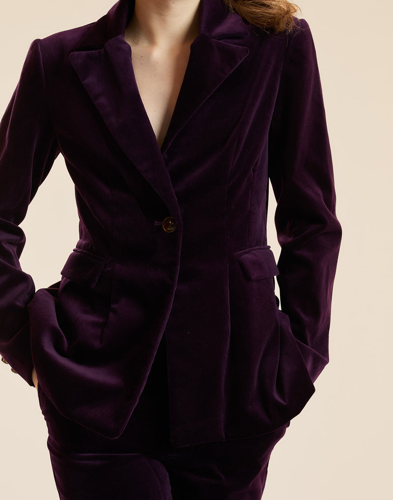Velveteen Suit Jacket in purple