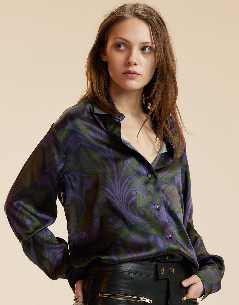 COLLECTIBLE SILK SHIRT- Purple