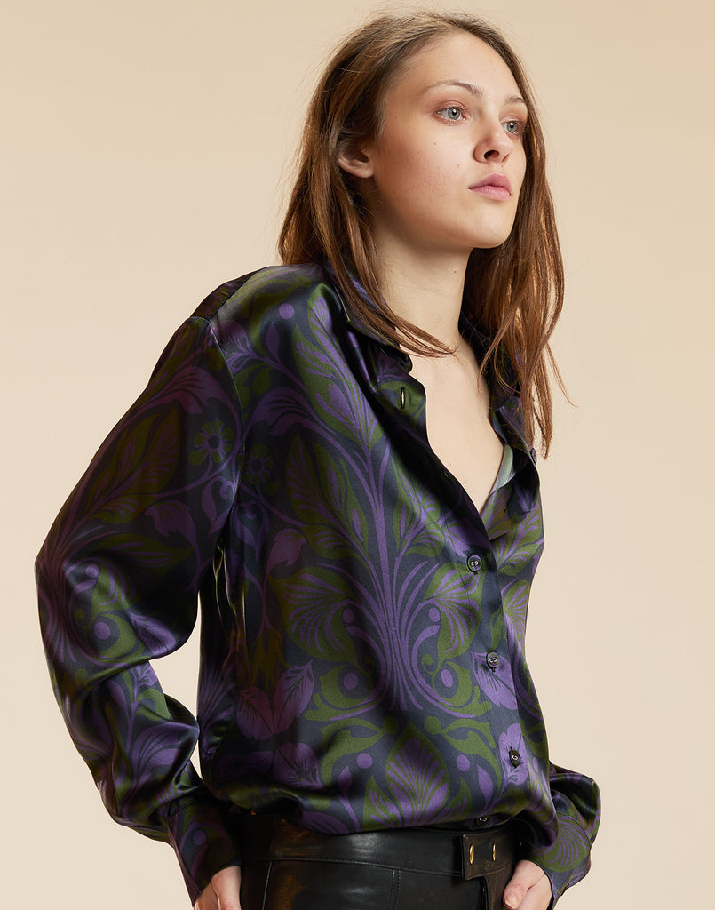 COLLECTIBLE SILK SHIRT- Purple