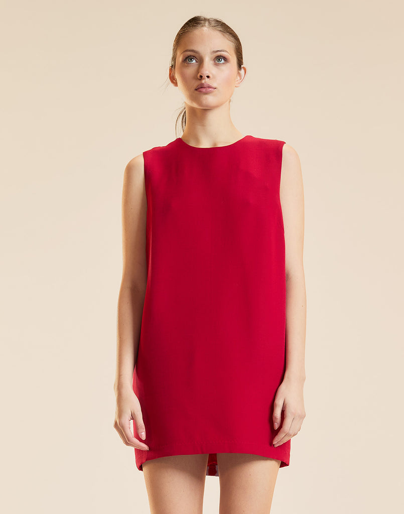 cynthia rowley red dress Cynthia Rowley Womens Dress Size XS Red Round Neck Side Tie Short Sleeve