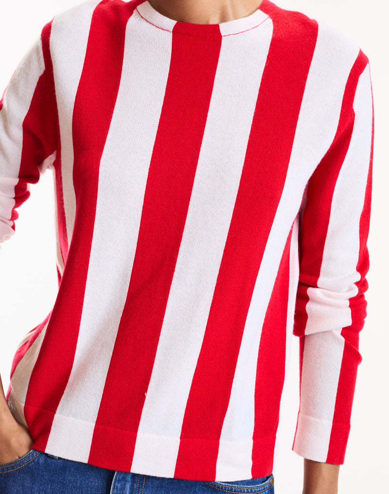 Red Striped Long Sleeve Sweater 