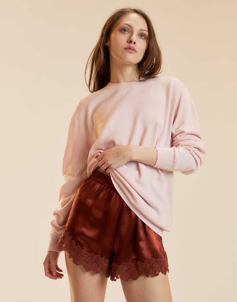 Rust Lace Silk shorts 