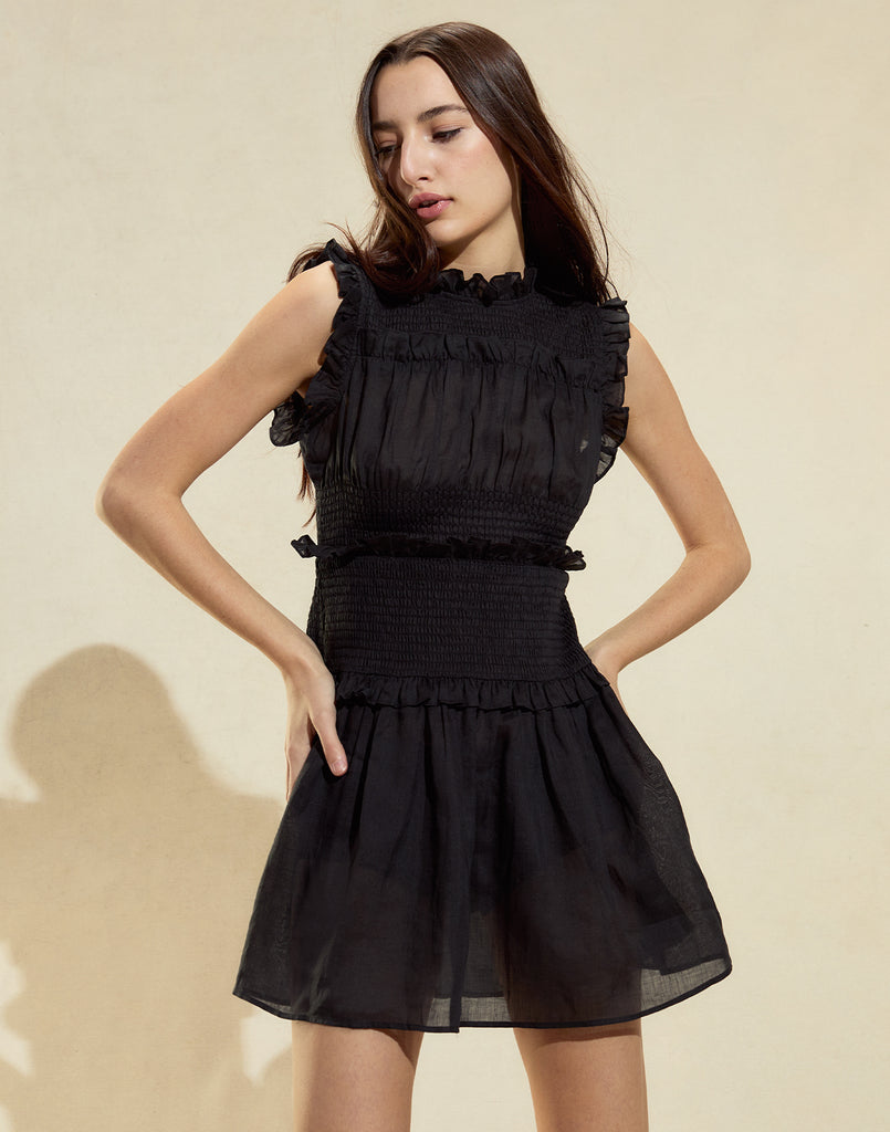 Cynthia Rowley Noir Ramie Mini Dress