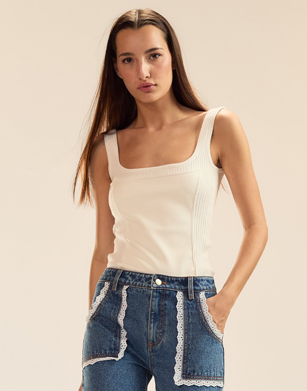 Tribeca Vegan Leather Combo Top