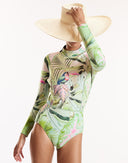 Green Tropical Long Sleeve Wetsuit