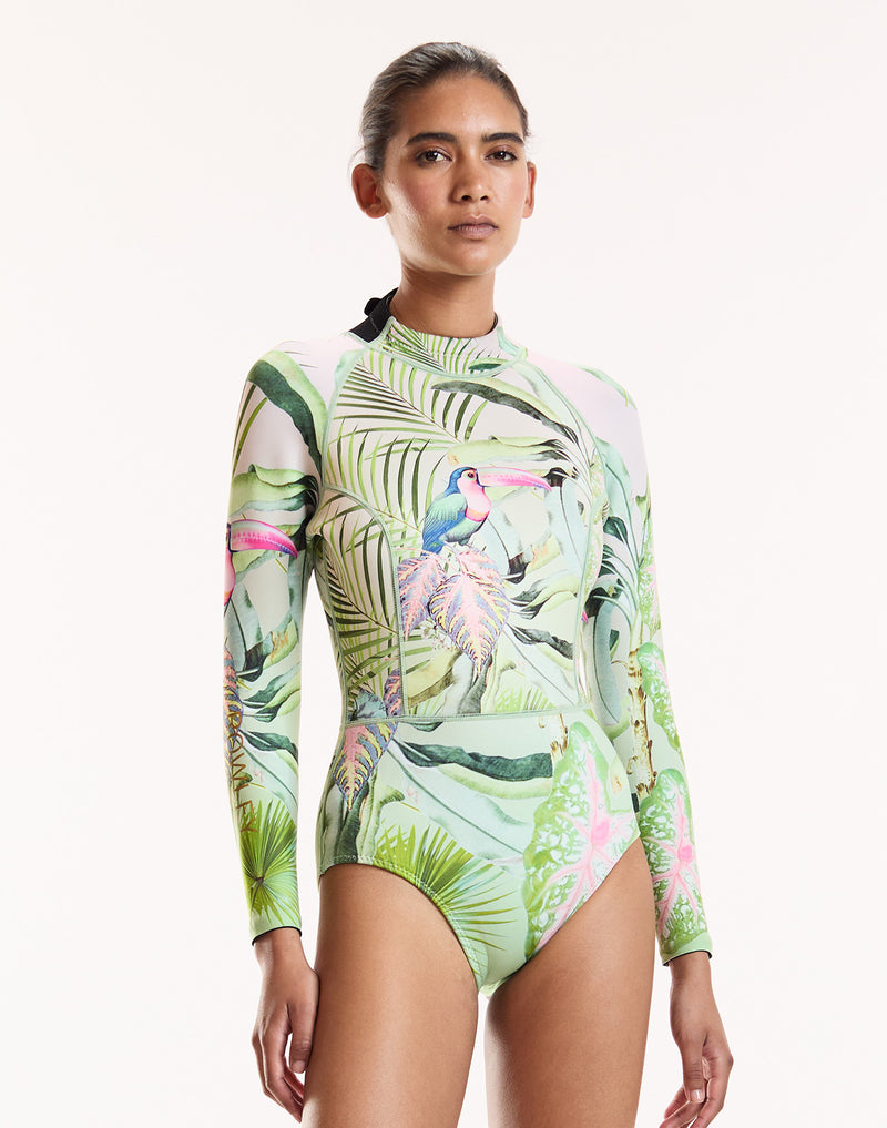 Green Tropical Long Sleeve Wetsuit