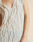 Crinkle knit sleeveless tank in white