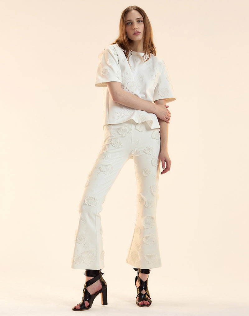 Embroidered Floral Applique Pant