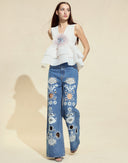 Cynthia Rowley Embroidered Wide-leg Jean