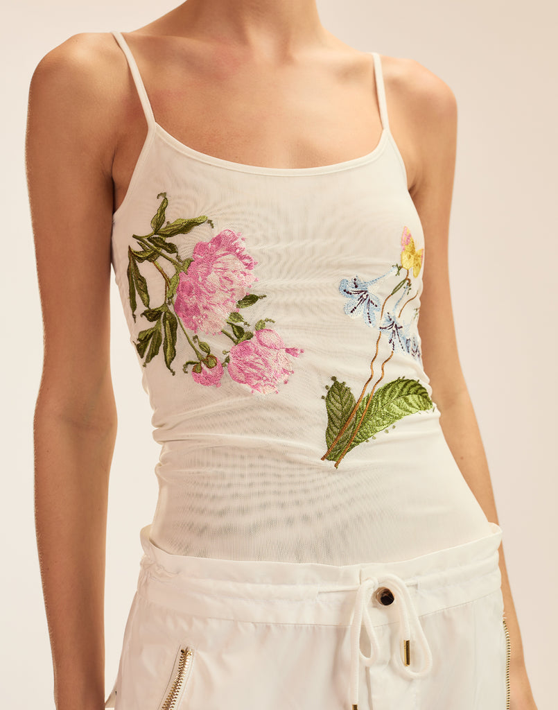 Wildflower Embroidered Shell Top