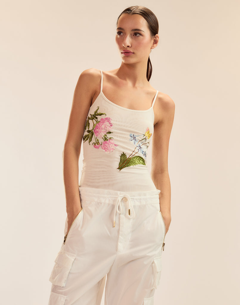 Wildflower Embroidered Shell Top