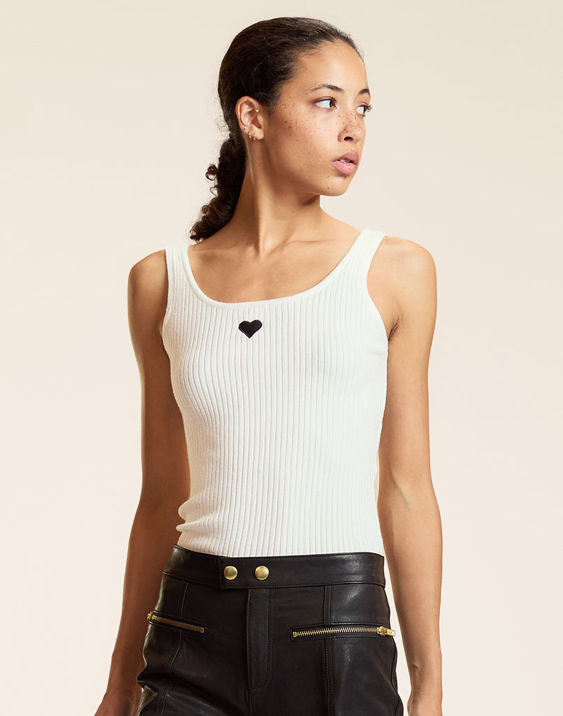 Heart Embroidered Knit Top