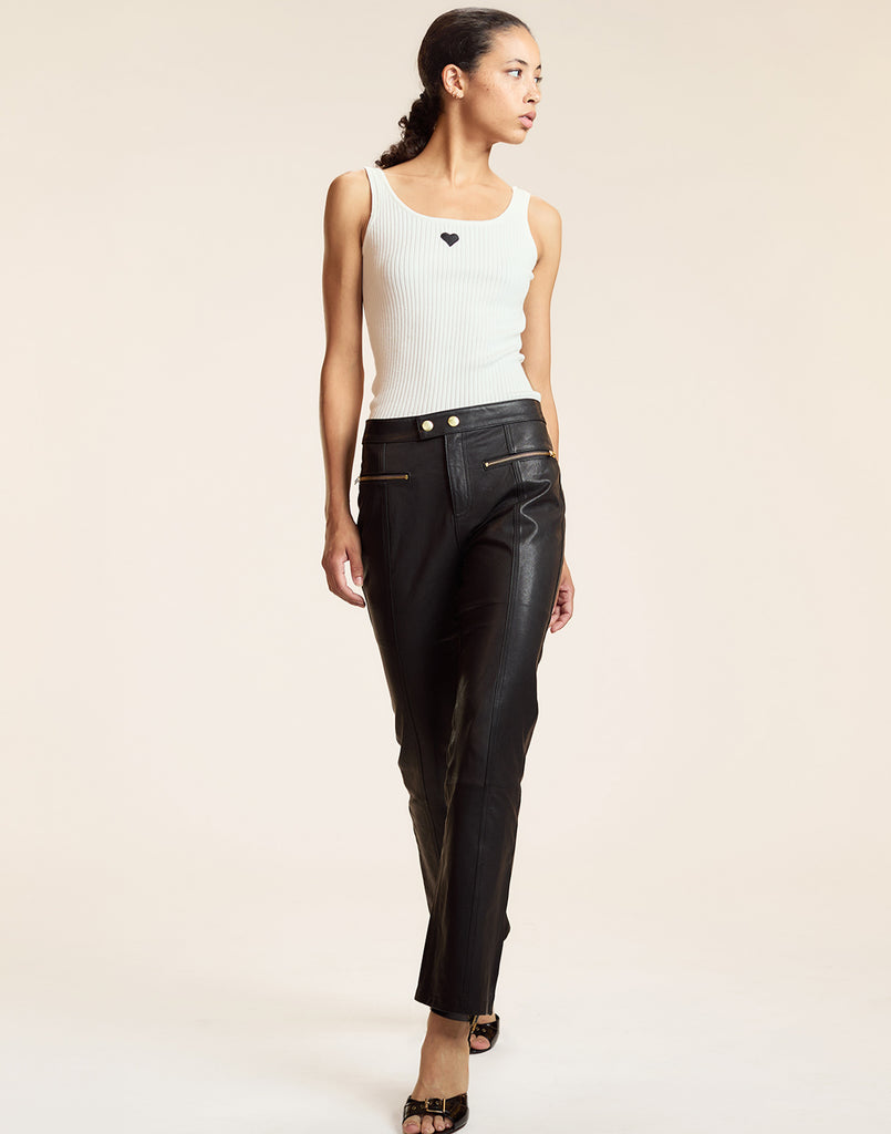 Heart Embroidered Knit Top