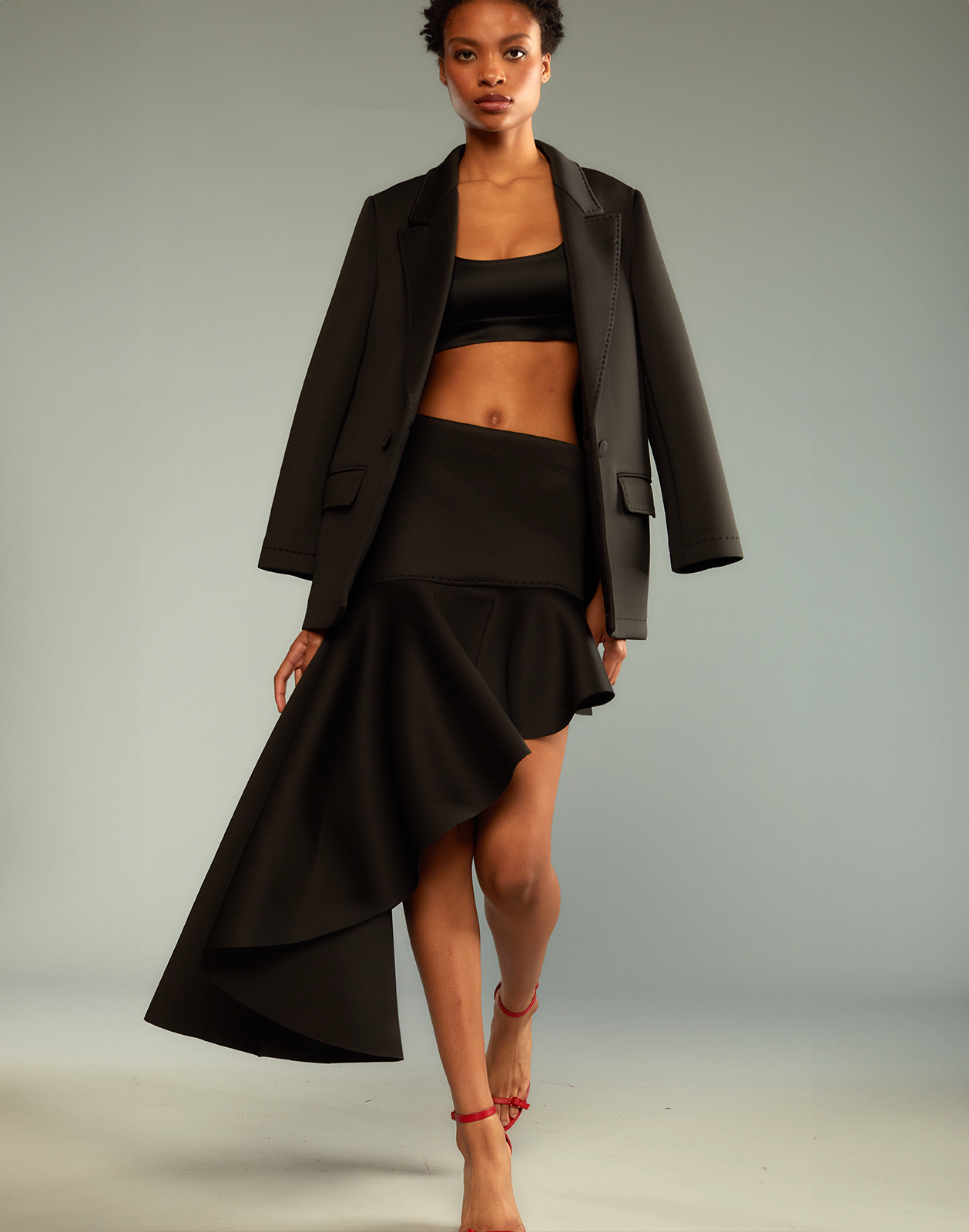 Black clearance asymmetrical skirt