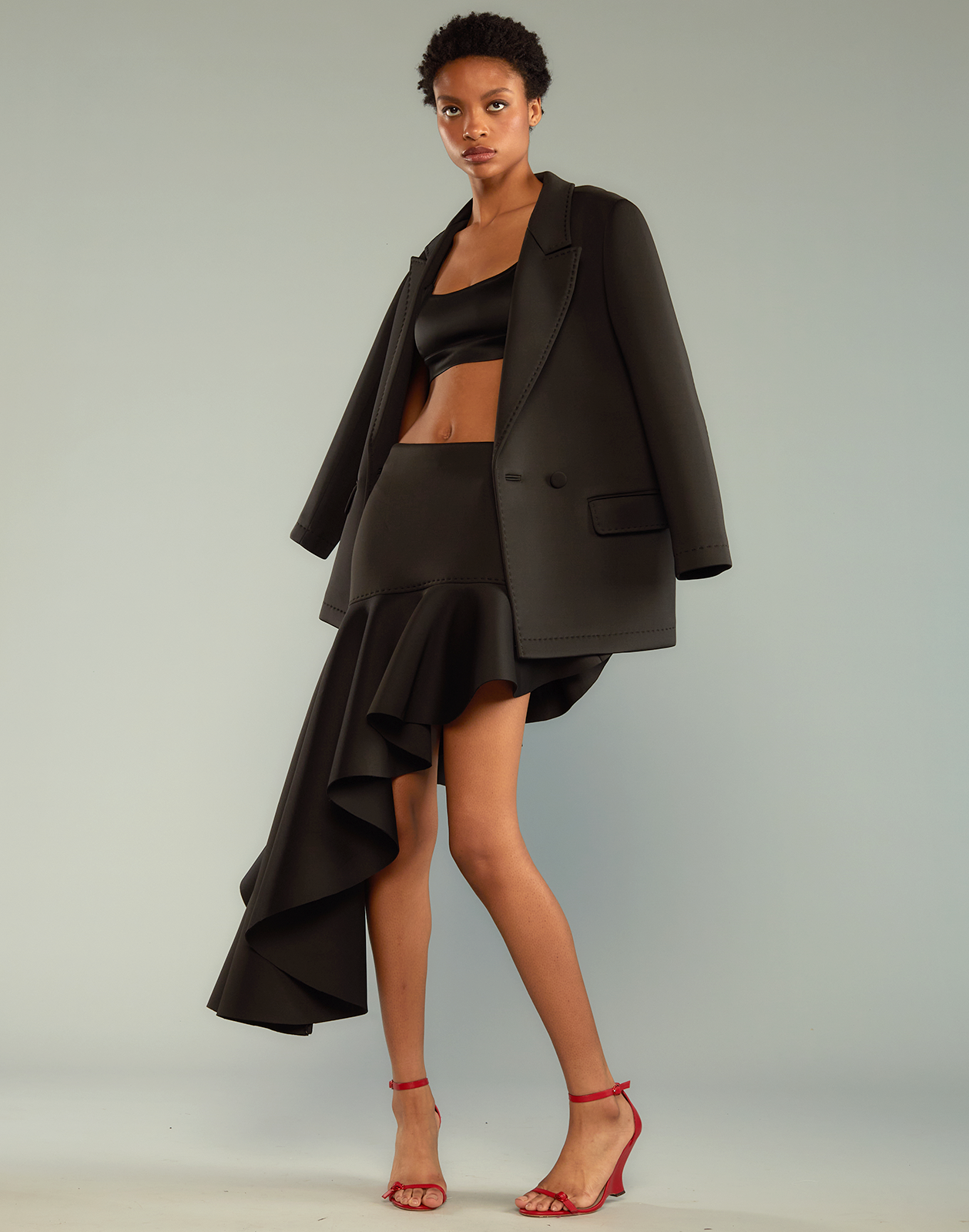 Gray sales ruffle skirt