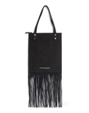 Cynthia Rowley Black Sleek Fringe Suede Tote