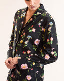 Black Floral Cotton PJ Top