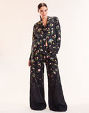 Black Floral Cotton PJ Pants
