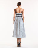 Black Striped Bow Detailed Midi Dress