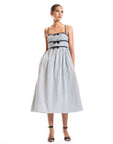 Black Striped Bow Detailed Midi Dress