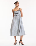 Black Striped Bow Detailed Midi Dress