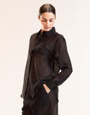 Black Sheer Button Up Top