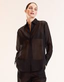 Black Sheer Button Up Top