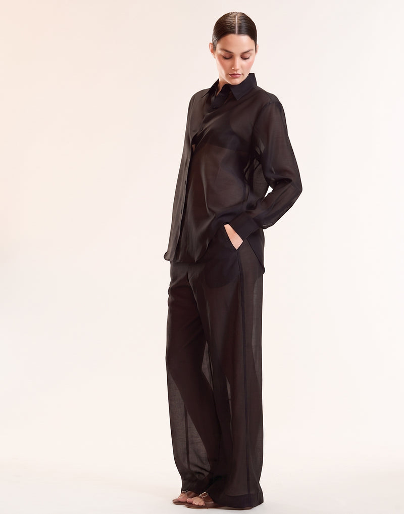 Black Sheer Wide Leg Pant