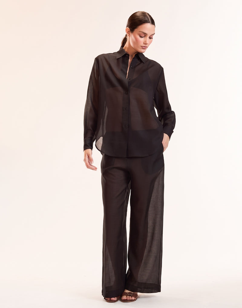 Black Sheer Wide Leg Pant