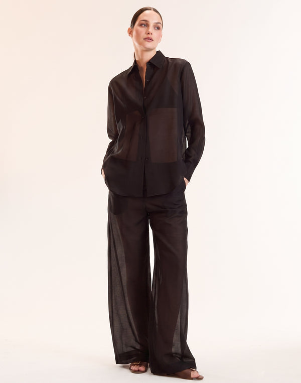 Black Sheer Wide Leg Pant