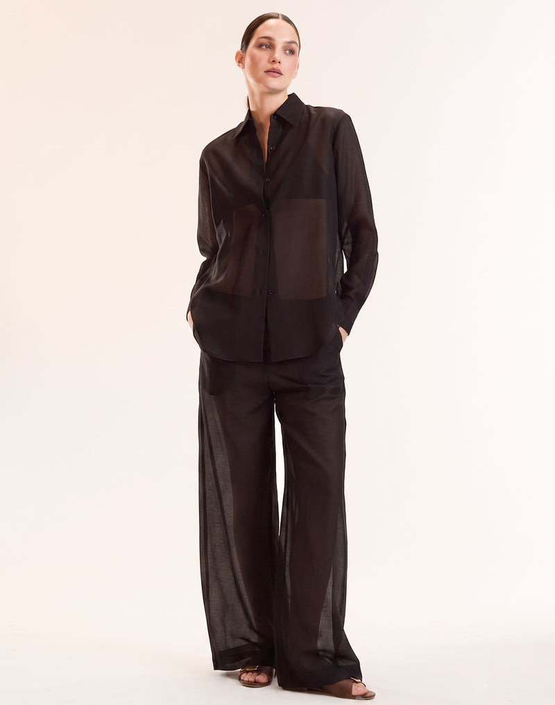 Black Sheer Wide Leg Pant