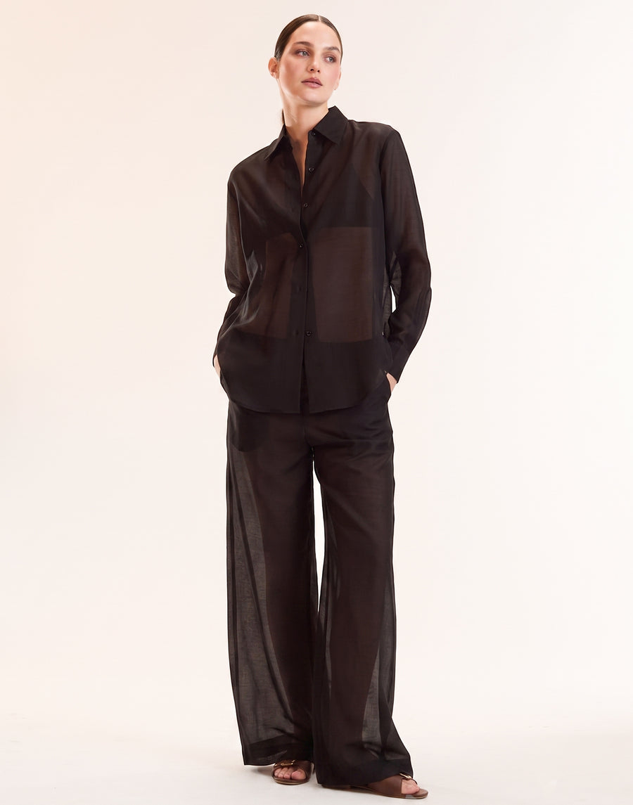 Black Sheer Wide Leg Pant