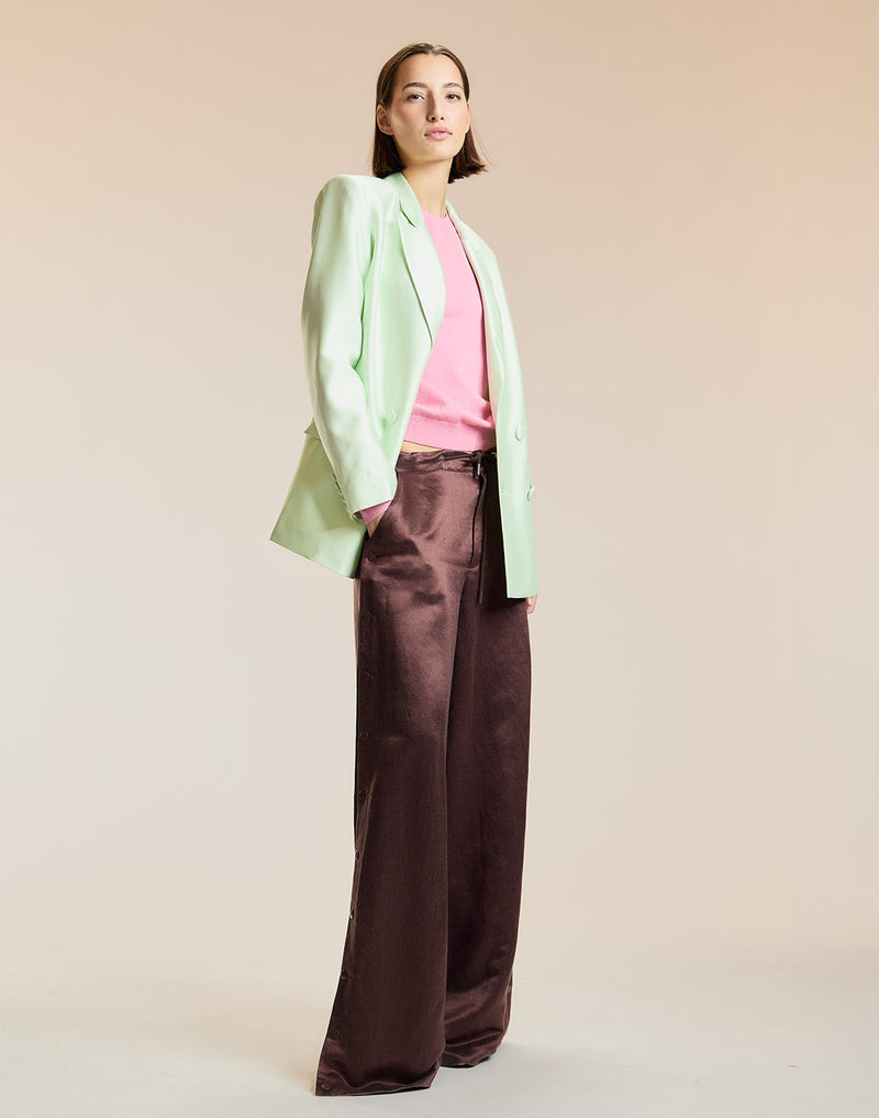 Mint Silk Wool Double Breasted Blazer 