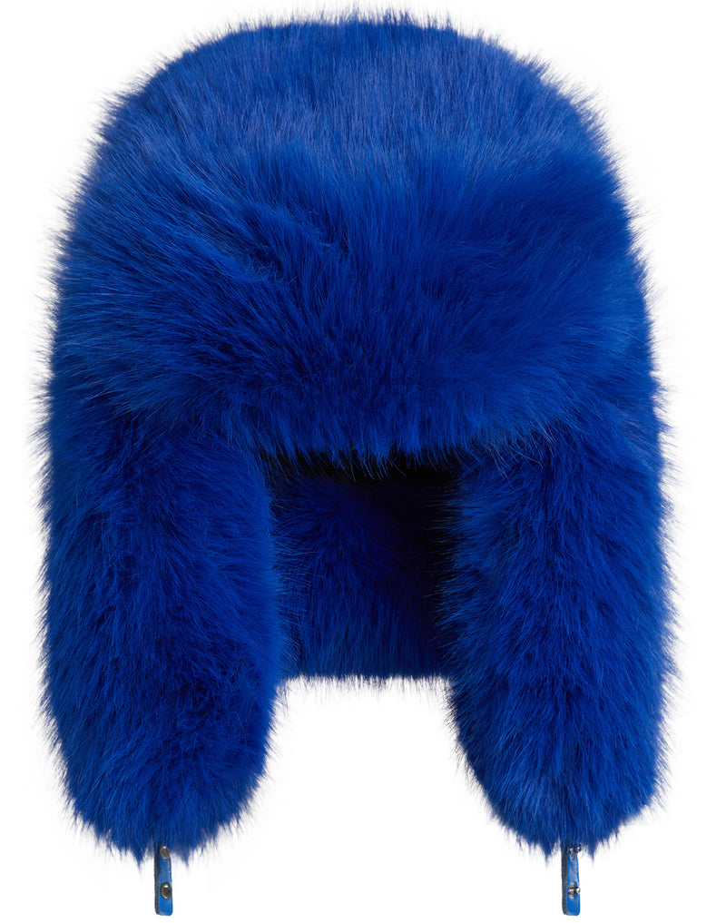 Snow Bunny Trapper hat in Electric Blue