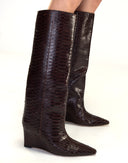 Cynthia Rowley Embossed Leather Wedge Boot