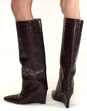 Cynthia Rowley Embossed Leather Wedge Boot
