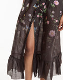 Brown Floral Ruffle Kaftan