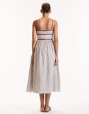 Brown Striped Bow Detailed Midi Dress