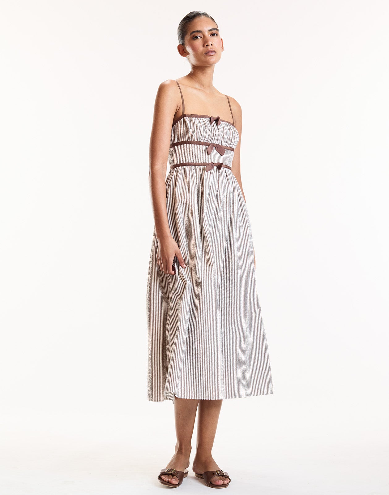 Cynthia Rowley Women's Seersucker Midi Dress - White