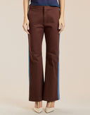 Brown Side Stripe Kick Flare Pants 