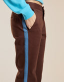 Brown Side Stripe Kick Flare Pants 