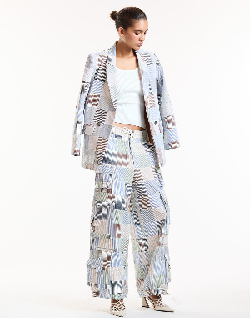 Multi Color Patchwork Blazer