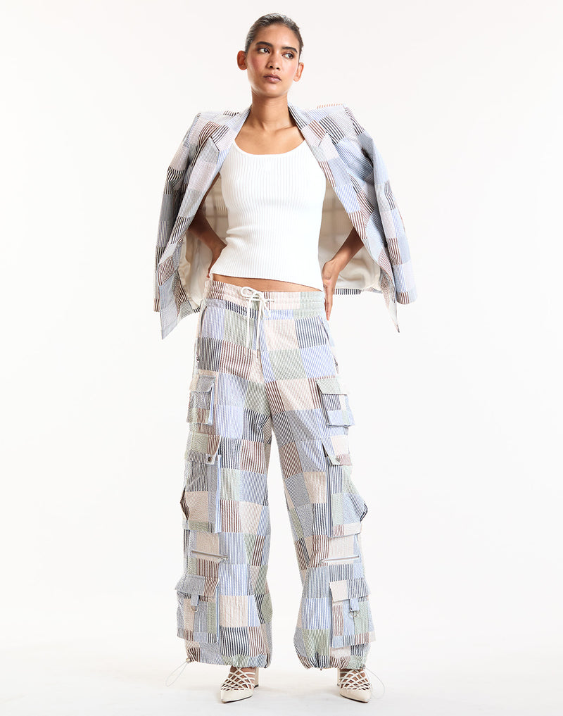 Multi Color Patchwork Cargo Pants  